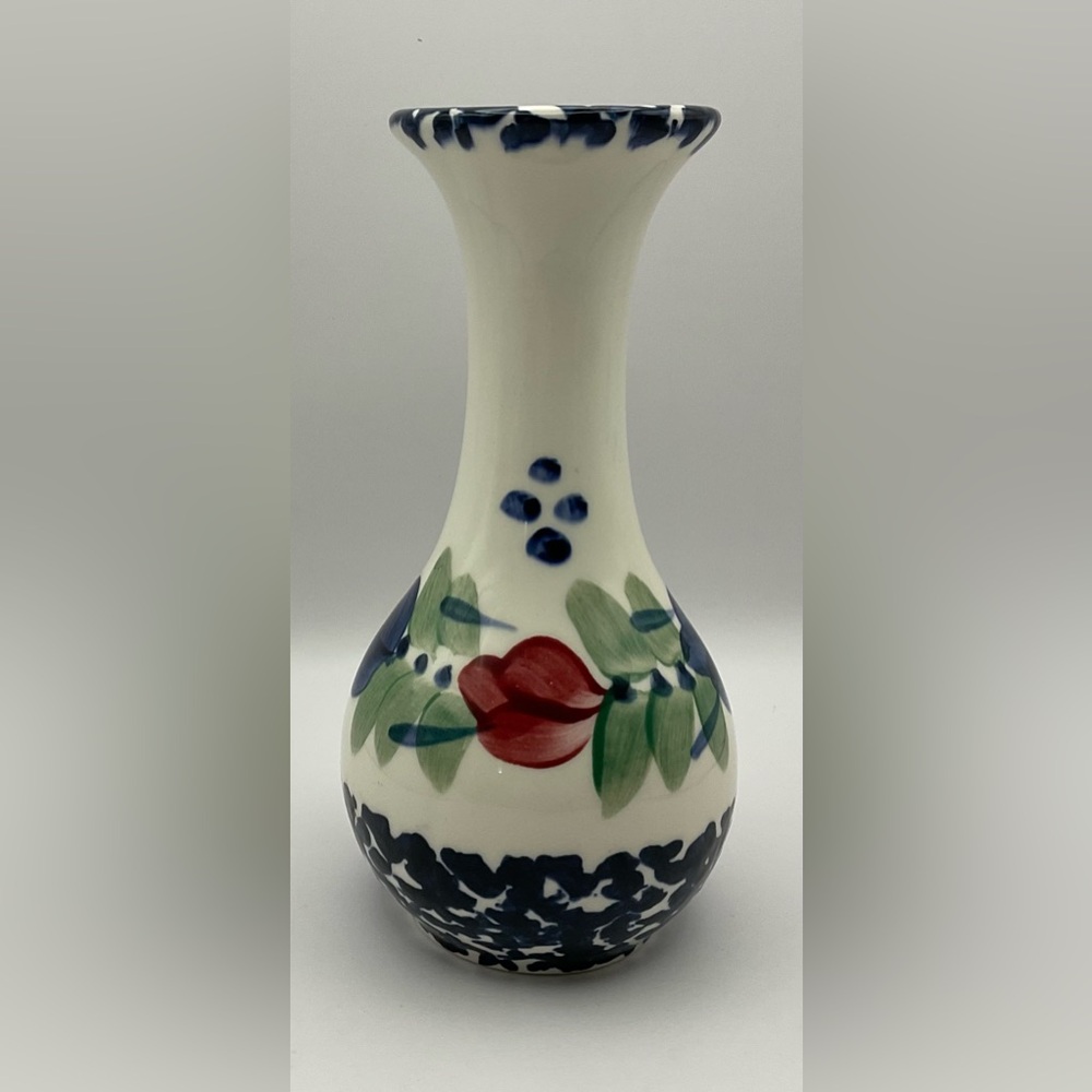 Gail Pittman 6.5” Vase - Floral Multicolor Signed & Numbered 10/87 - Vtg 1996